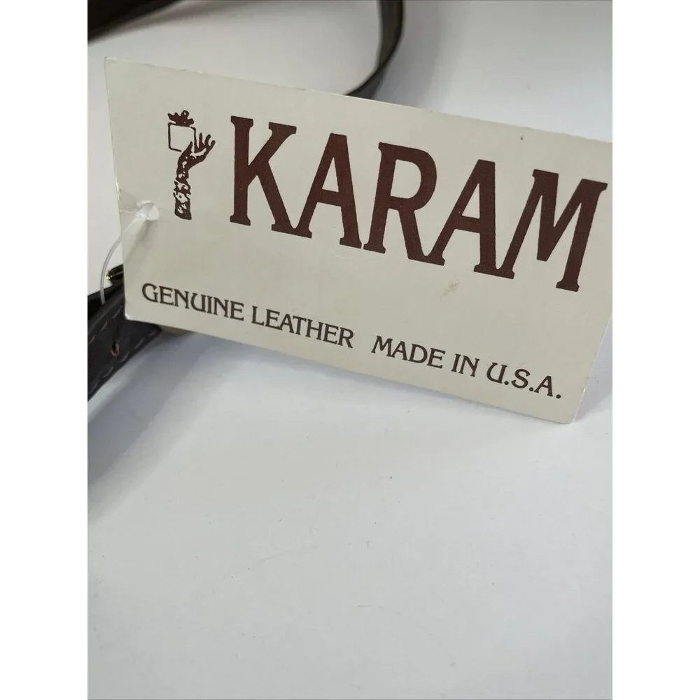 NWT Karam Genuine Leather Crossbody Purse Handbag Brown‎ Floral 3D Adjustable